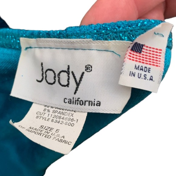 Vintage Jody of California Royal Blue Glitter Open Back Long Evening Dress Sz 5 - Picture 5 of 10